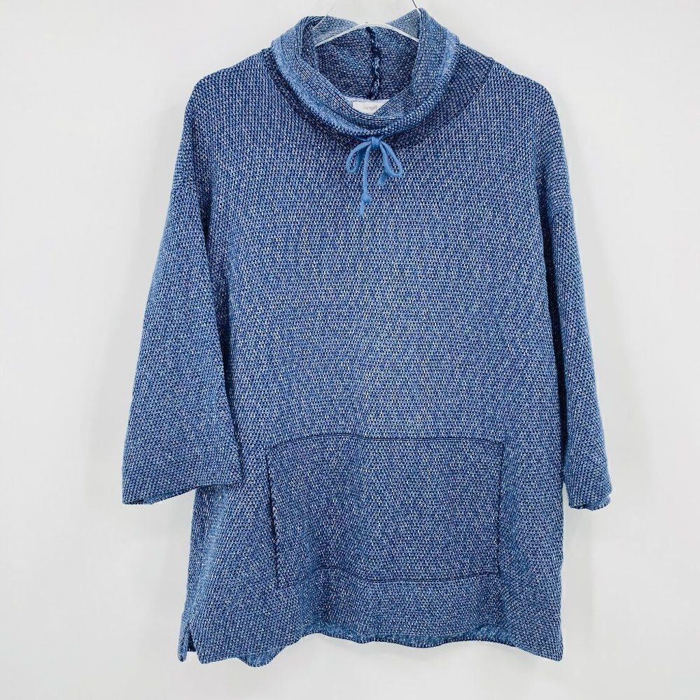 J. Jill Purejill Size XS Blue 3/4 Sleeve Cowl Neck Knit Pullover Sweater Top
